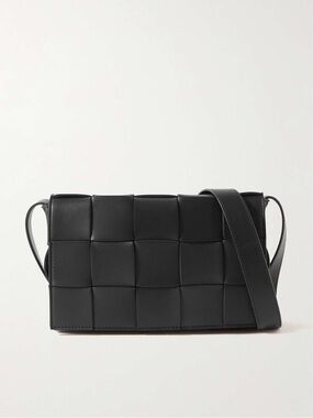 Bottega Veneta Black Intrecciato Leather Crossbody